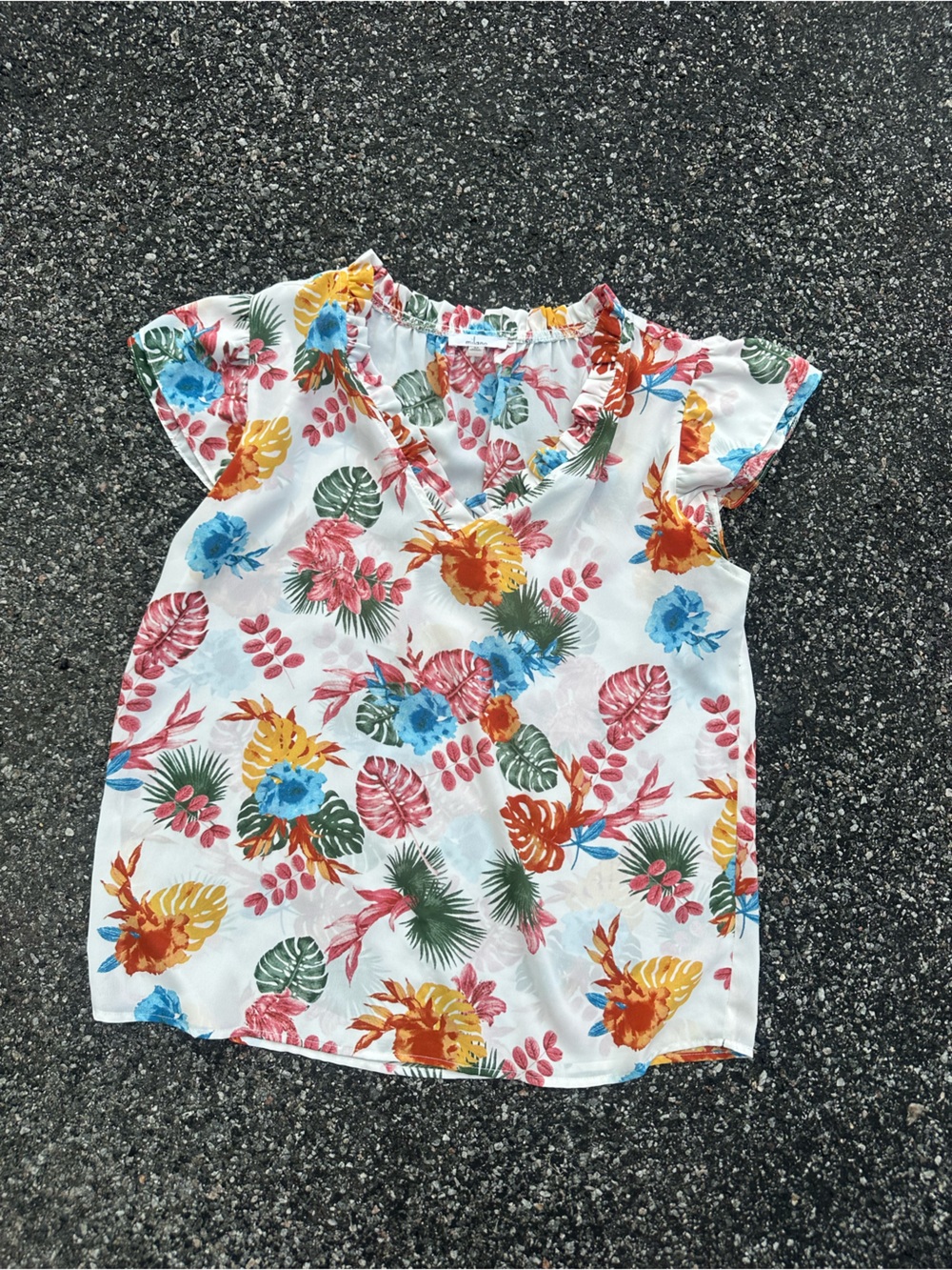 Milano White Kids One-Piece Romper with Tropical Floral Print